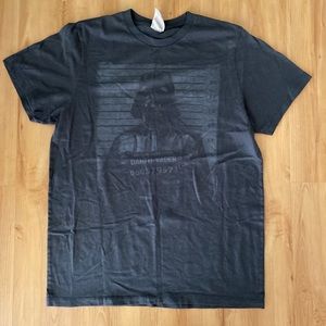 Mens Small Cotton- Darth Vader Mug Shot Dark Gray shirt